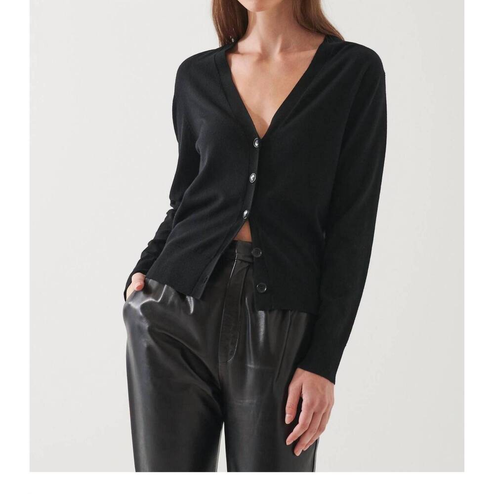 NEW PATRICK ASSARAF merino fitted button cardigan in black